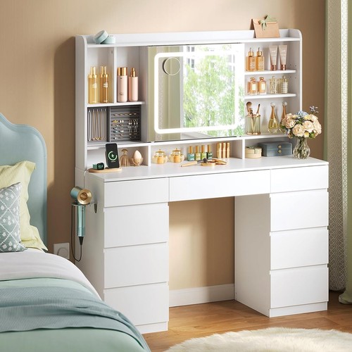 White dressing table - table, led
