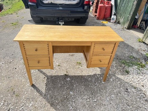 Solid oak desk with drawers - desk,