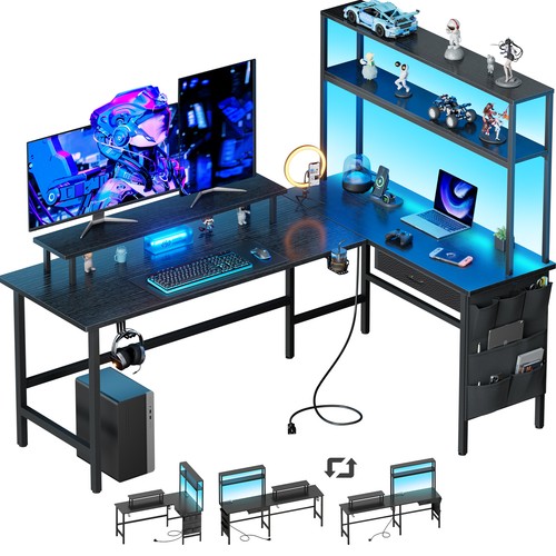Shaped gaming desk - desk, with